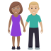 👩🏽‍🤝‍👨🏼 woman and man holding hands: medium skin tone, medium-light skin tone display on JoyPixels